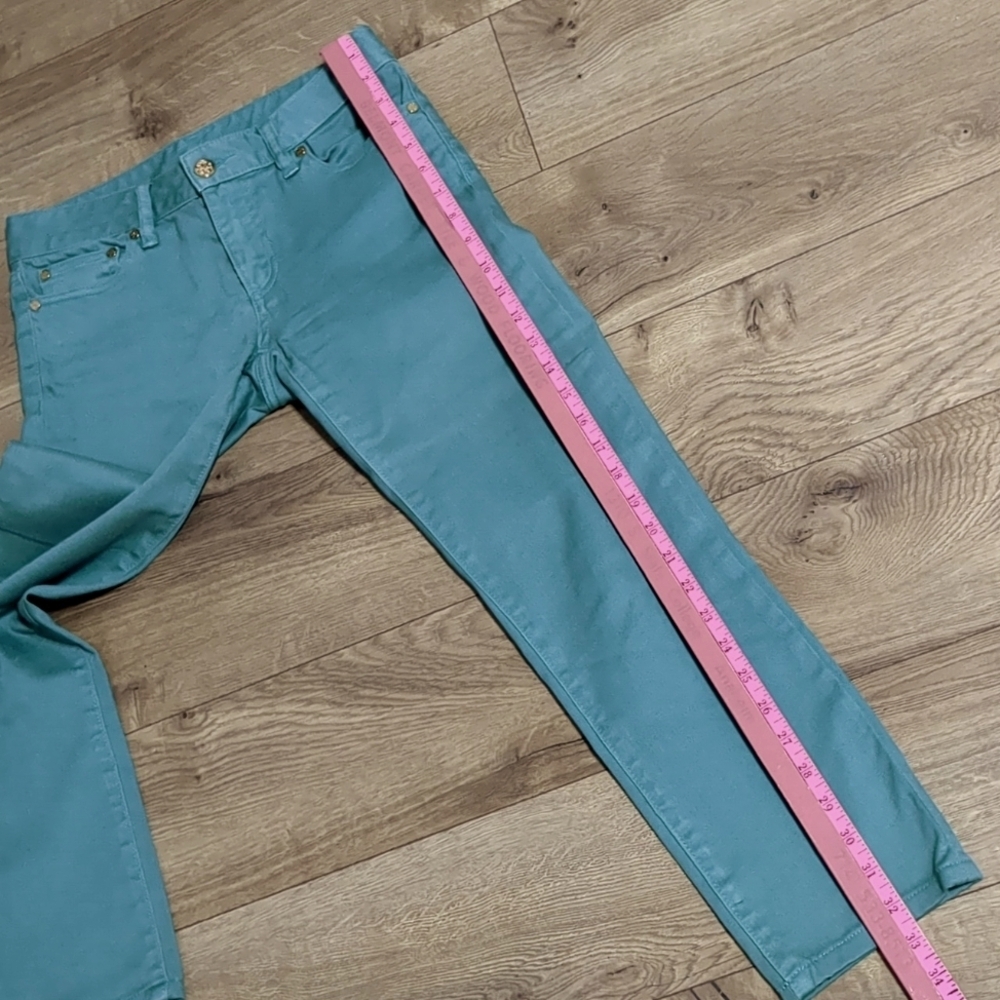 Tory Burch Alexa Cropped Skinny Viridian Green Jeans Size 25 - Picture 8 of 14
